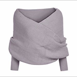 Bonaweite Gray Wrap Sweater off shoulder knit